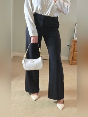 A New Day Black High Rise Flare Dress Pants Size 6 Stretch Trouser Work Career